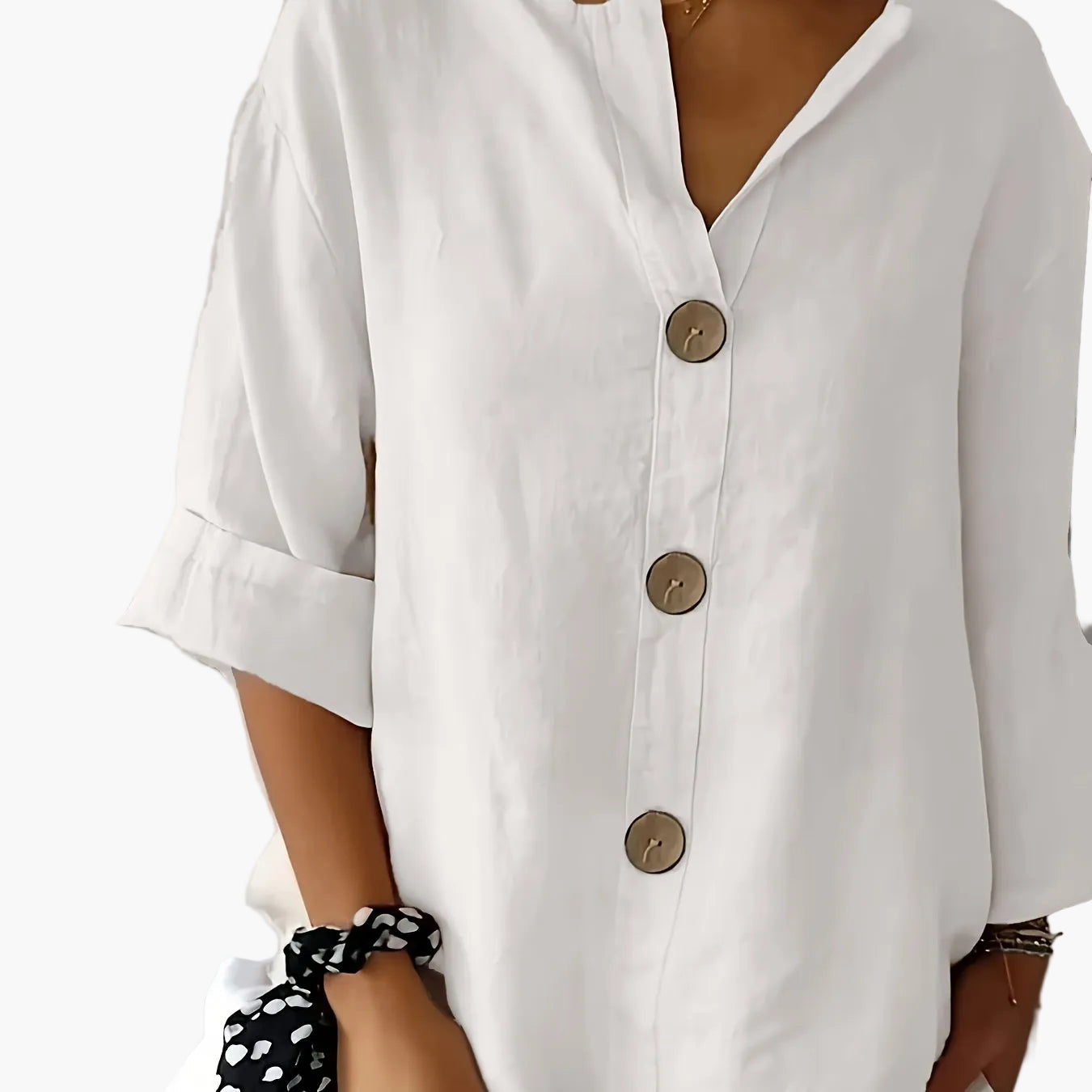 Camicia da donna con abbottonatura e maniche 3/4 – Camicia casual per tempo libero, quotidiano e ufficio