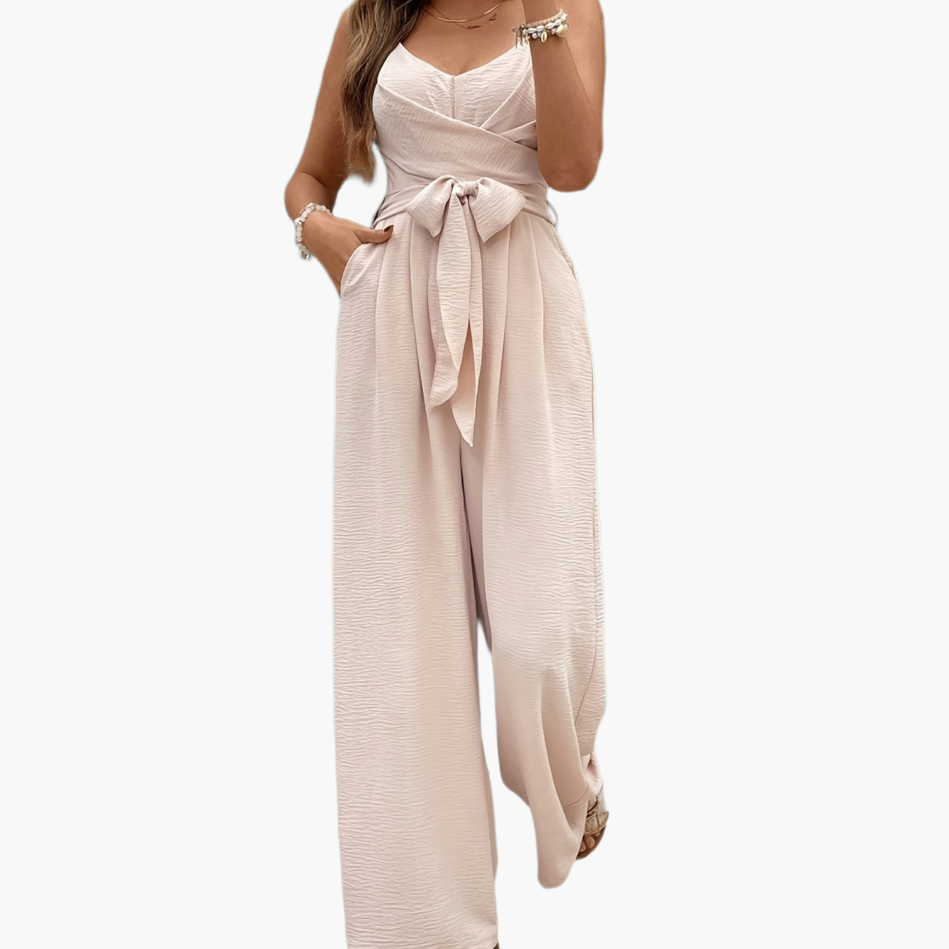 Mono elegante de mujer con cinturón y pierna ancha – Perfecto para primavera y verano