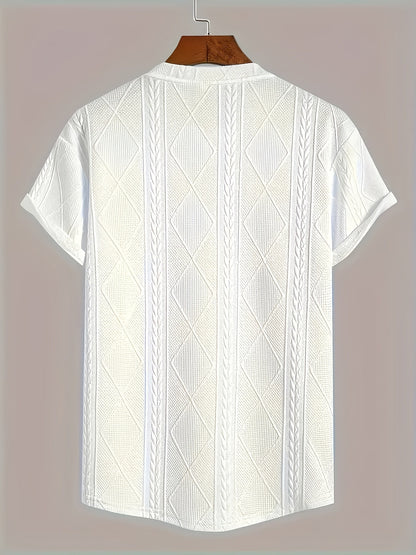 Herren T-Shirt im Strick-Look mit Rundhalsausschnitt, Casual Style, Sommer