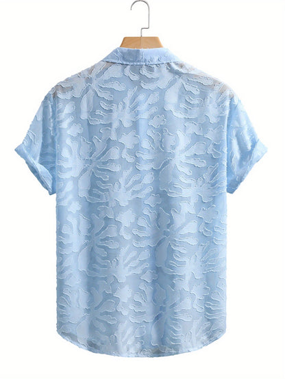 Camicia Resort da uomo a maniche corte con motivo strutturato – Elegante maglietta casual per estate e vacanze