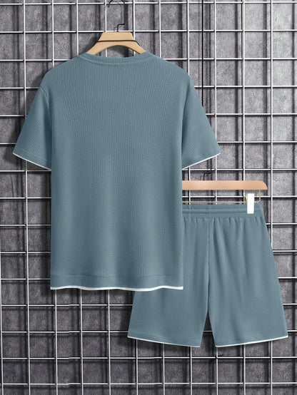 Ensemble décontracté homme T-shirt manches courtes & short – Tenue d'été décontractée avec col rond