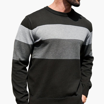 Herren Pullover mit Blockstreifen für Freizeit und Alltag – Moderner Strickpullover, Herbst/Winter, Rundhalsausschnitt