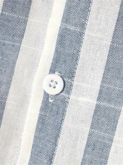 Herre fritidsskjorte med vertikalt stripemønster – stilfull langermet skjorte for hverdag og ferie
