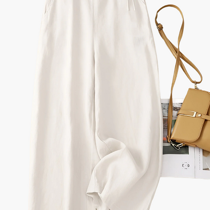 Pantaloni da tempo libero donna a gamba larga con vita alta e coulisse – Look estivo elegante per tutti i giorni e l’ufficio