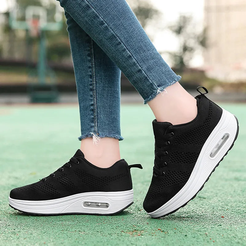 Damen Komfort Sneaker für Alltag und Arbeit – Orthopädische Laufschuhe mit erhöhter Sohle