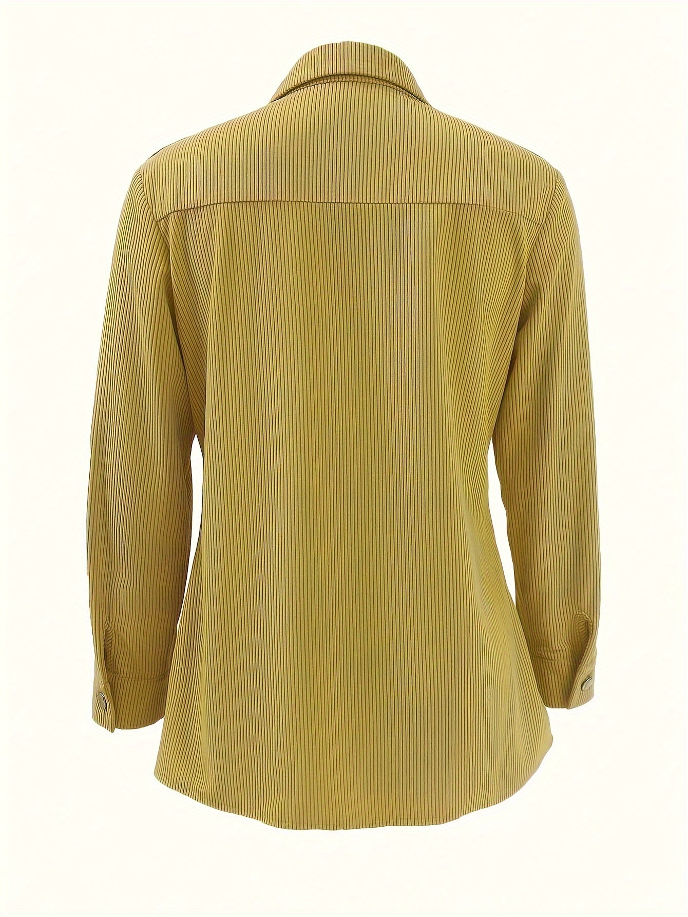 Damen Cordhemd Jacke mit Knöpfen und Brusttaschen – Langarm Blusenjacke