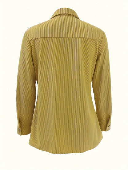 Damen Cordhemd Jacke mit Knöpfen und Brusttaschen – Langarm Blusenjacke