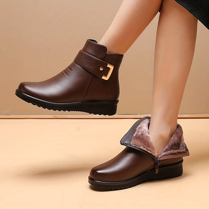 Damen Stiefelette mit Schnalle & Warmfutter, braun