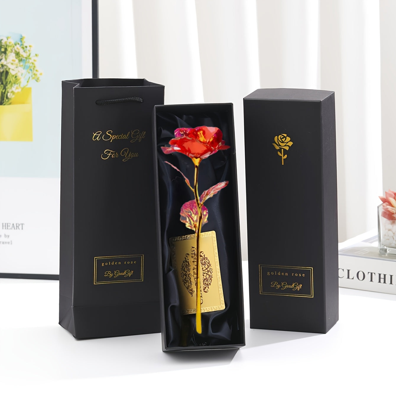 Luxuriöses Geschenk Deko-Rose mit Geschenkbox – Zeitlose Blume für Damen – Perfekt als Liebesbeweis oder Dekoration