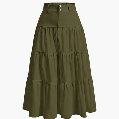 Damen Maxirock mit hoher Taille und Stufen-Design – Eleganter Freizeitrock für Frühling und Sommer