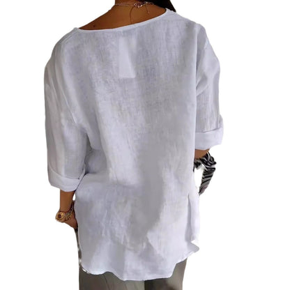 Damen Bluse im lockeren Boho-Style mit V-Ausschnitt – Casual Chic, ideal für Alltag & Freizeit