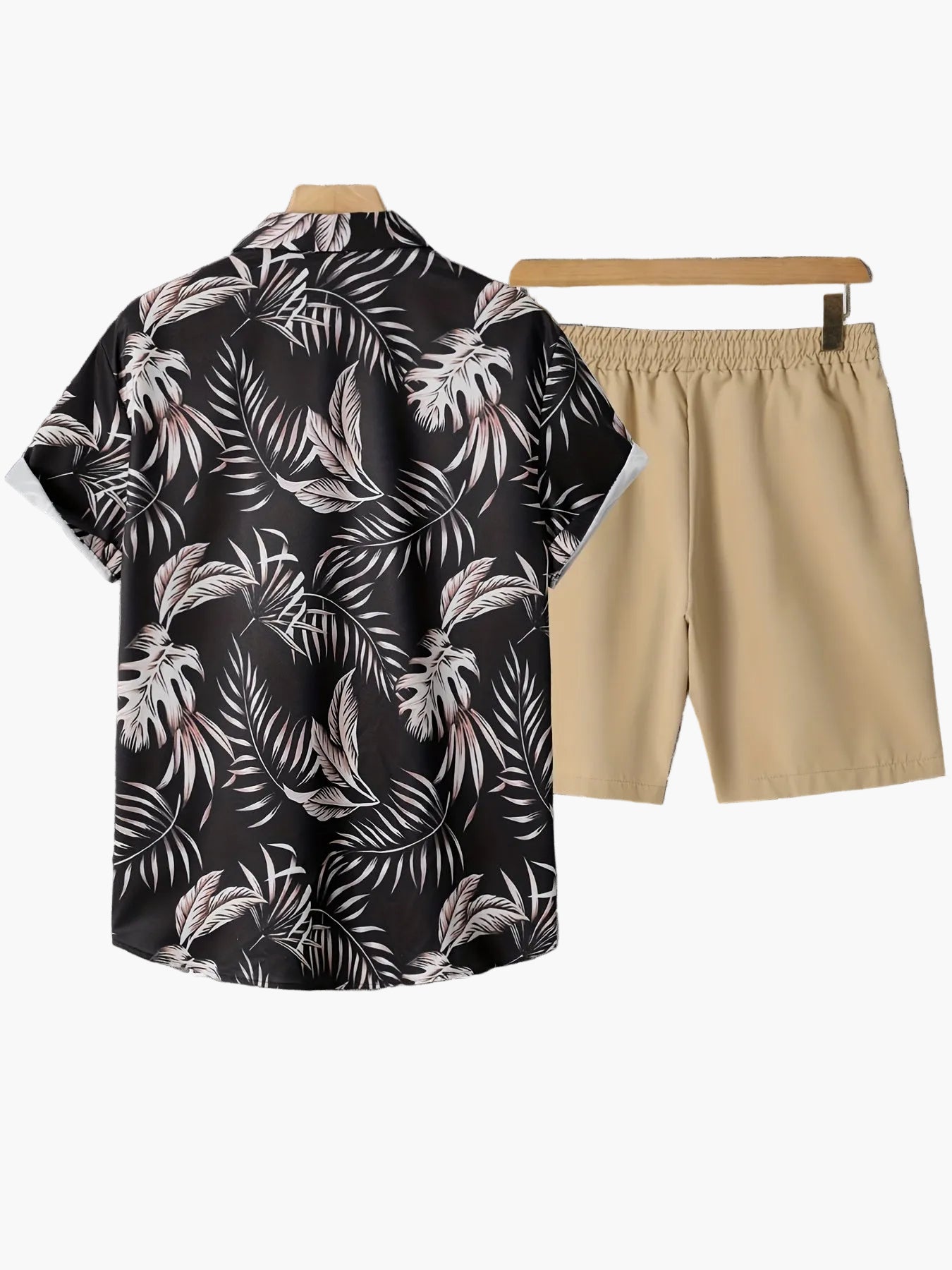 Set estivo da uomo casual – Camicia a maniche corte con motivo palme e pantaloncini, ideale per vacanze e spiaggia