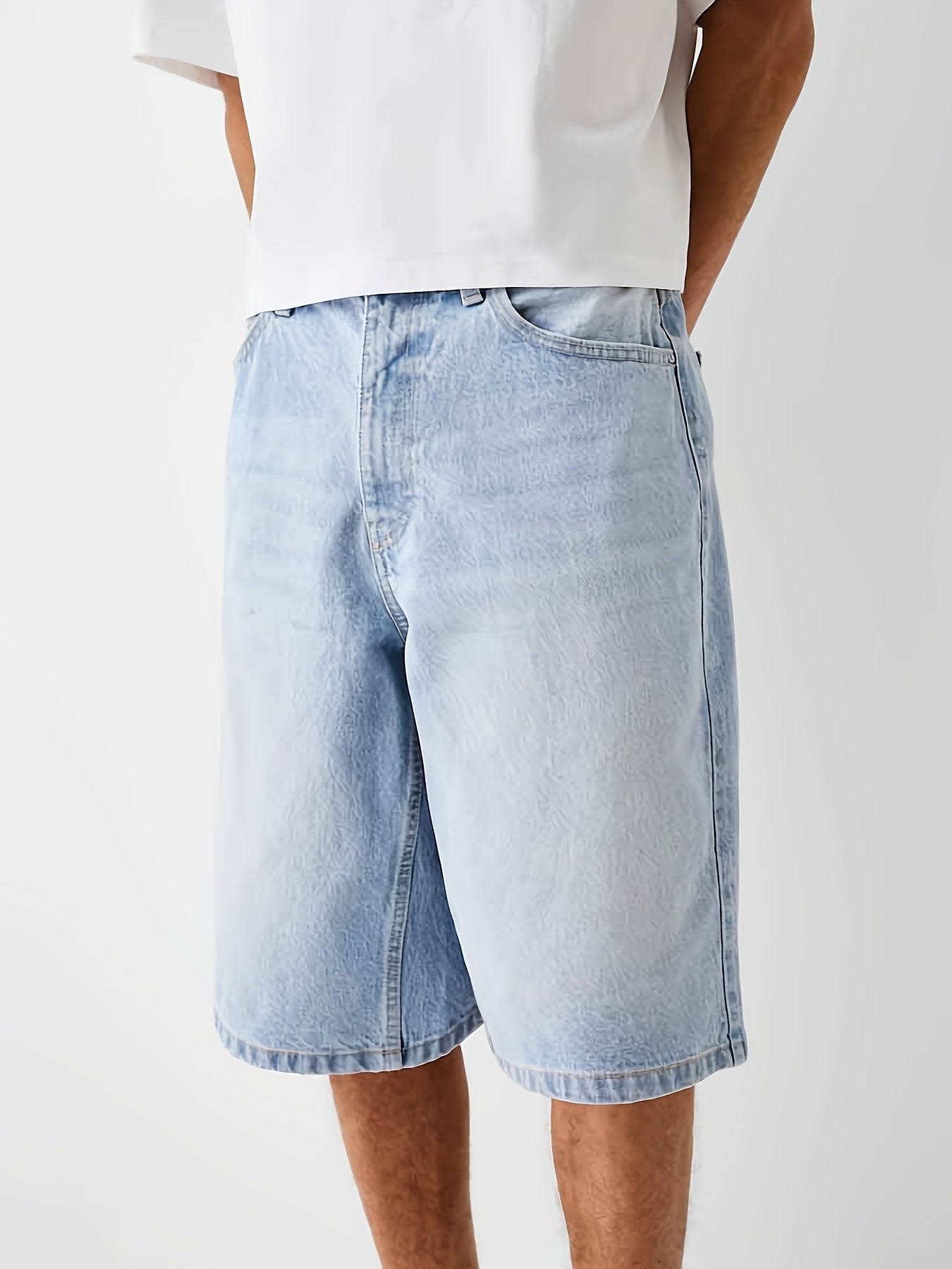 Bermuda jeans homme coupe ample – style urbain décontracté pour le quotidien et les loisirs