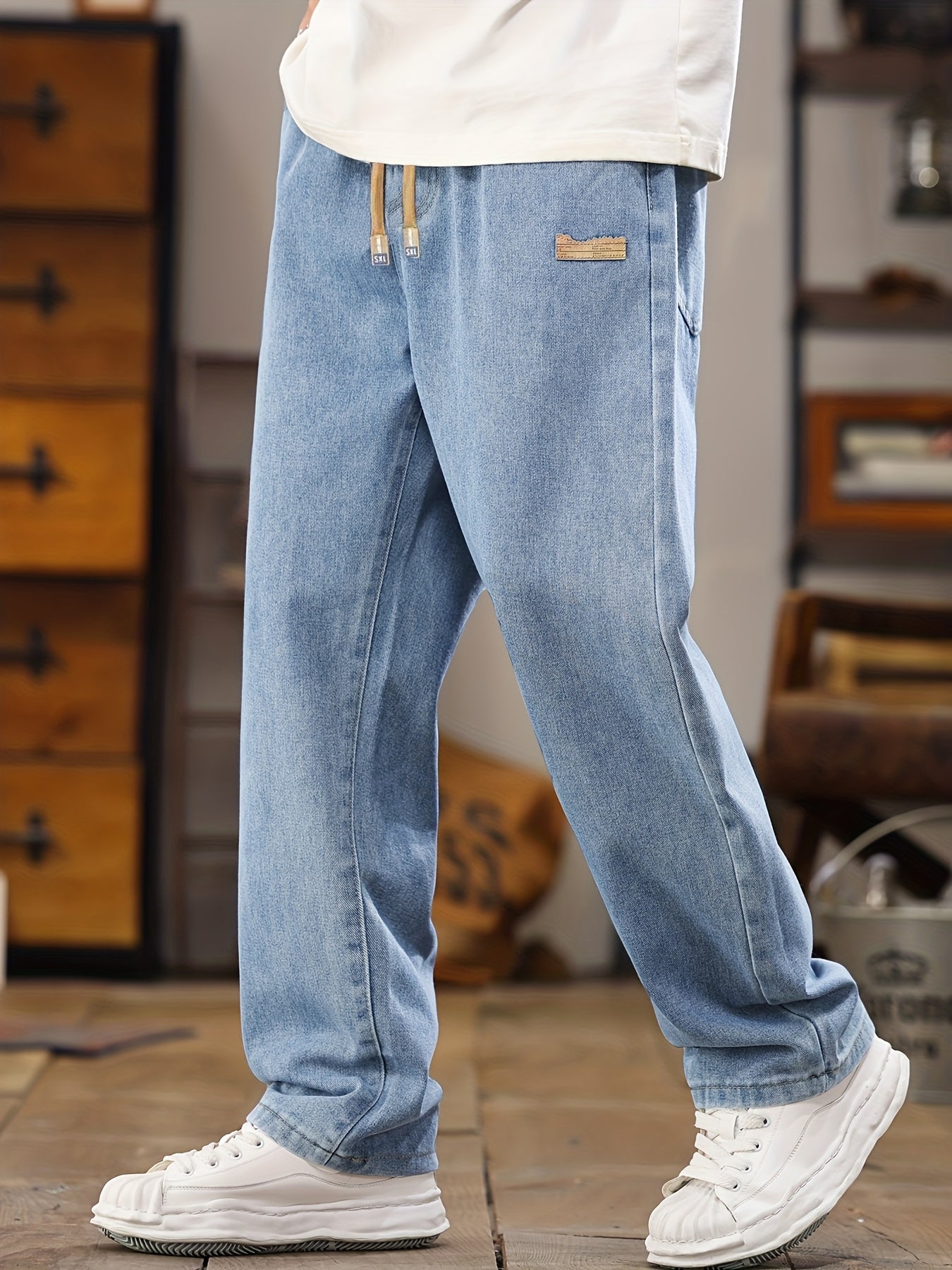 Jean jogging homme coupe décontractée – style streetwear décontracté avec cordon de serrage, idéal pour les loisirs et le quotidien