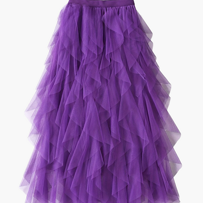 Damen Eleganter Maxirock mit Rüschen und Lagenlook – Perfekt für festliche Anlässe