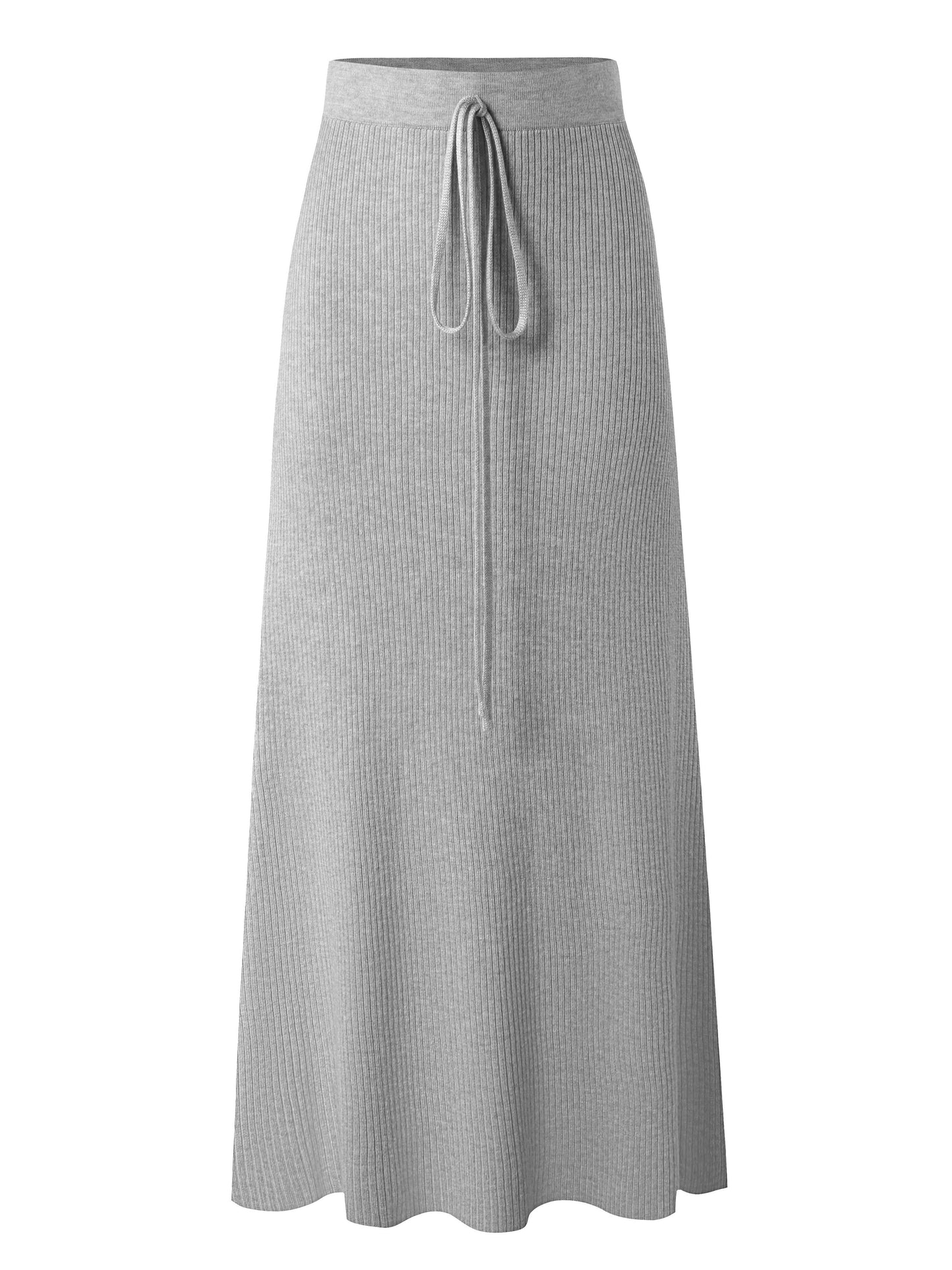 Spódnica midi damska z paskiem do wiązania i prążkowaną strukturą – elegancki look na co dzień i do biura