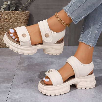 Damen Plateausandalen mit Klettverschluss – Elegante Sommerschuhe für Alltag und Freizeit