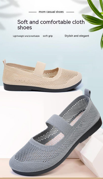 Damskie komfortowe baleriny z siateczki – oddychające buty na rzepy na co dzień i lato