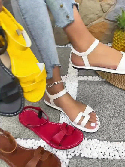 Dame sandaler flade åbne tæer sommer fritid ankelrem