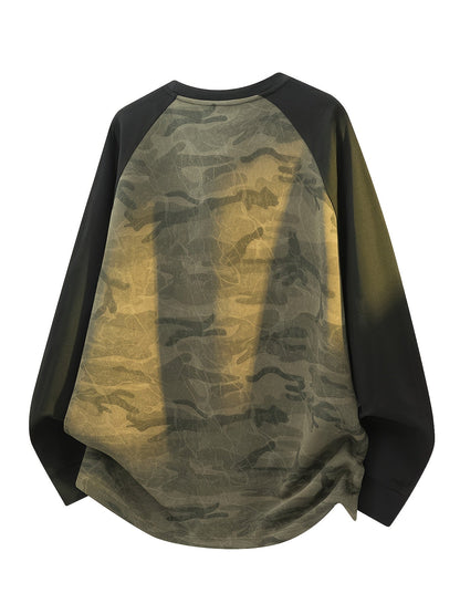 Raglan Langarmshirt im Camouflage-Look, Rundhals-Sweatshirt