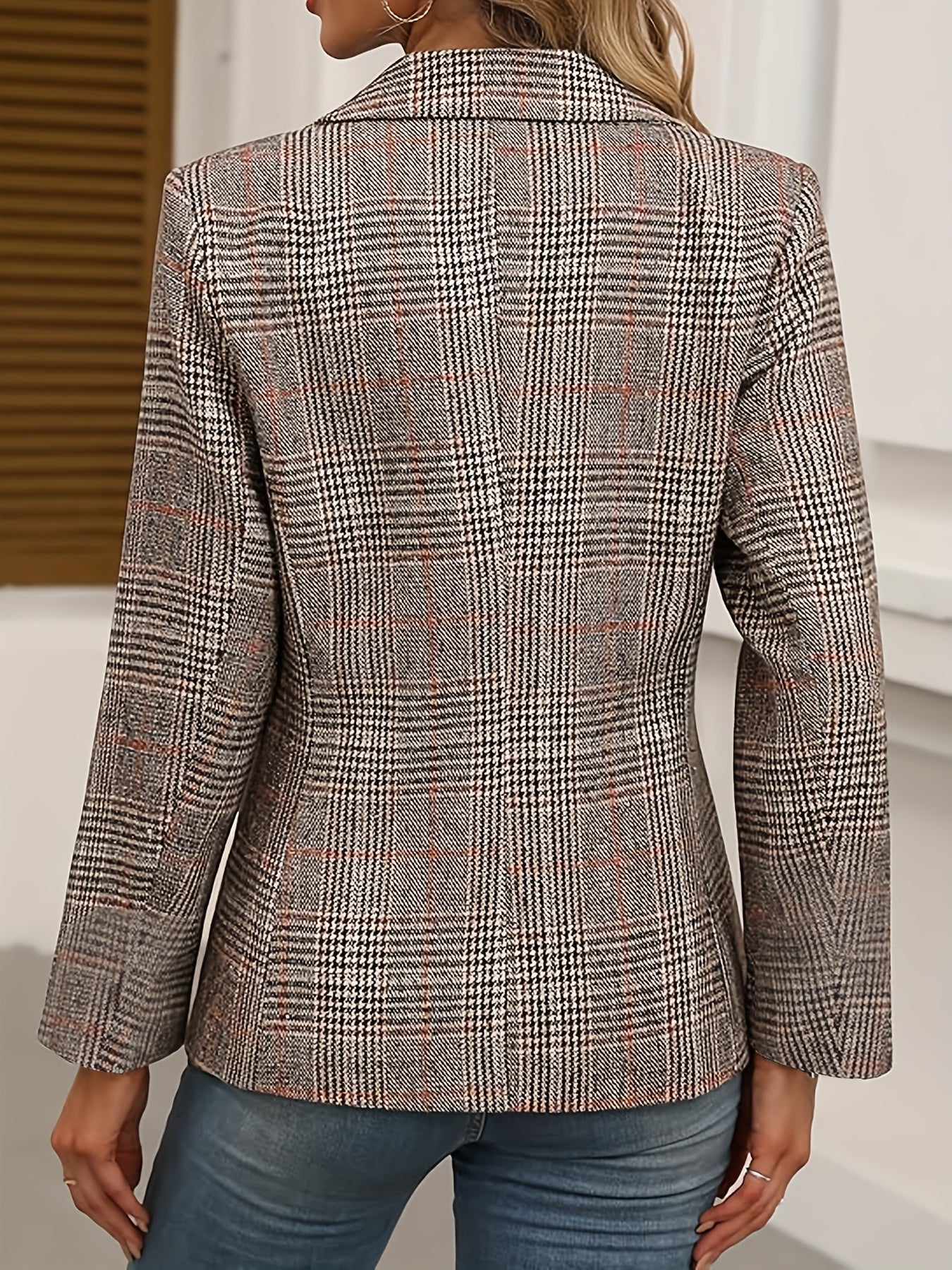 Damen Karo Blazer mit Doppelknopf – Moderner Casual Business Look
