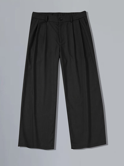 Pantalon plissé à taille large pour homme style vintage – Pantalon élégant pour affaires et loisirs