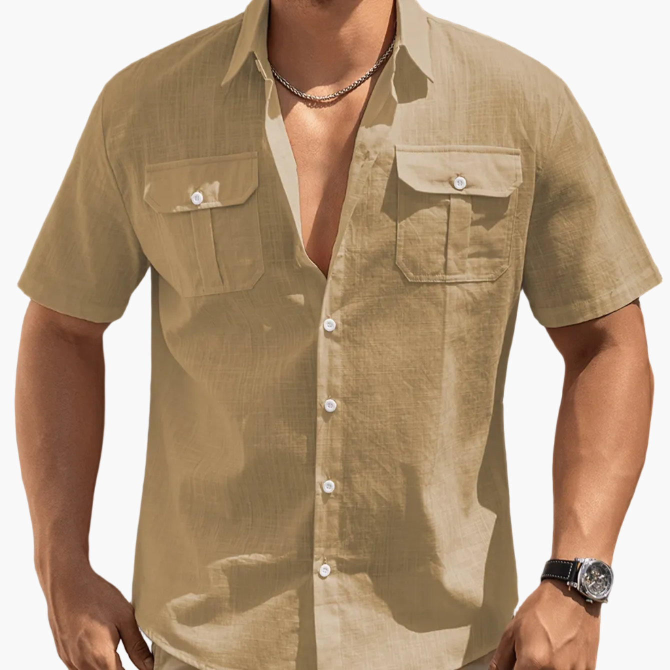 Herren Freizeit Hemd Kurzarm mit Brusttaschen – Perfekt für Sommer und Alltag