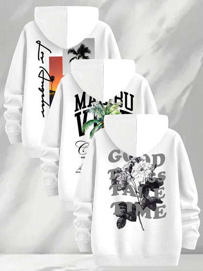 Hoodie mit Kapuze & Kordelzug, Fronttasche, Langarm, verschiedene Designs