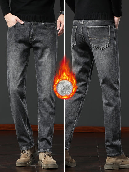 Thermo Jeans Herren gefüttert Winterhose Grau / Dunkelblau