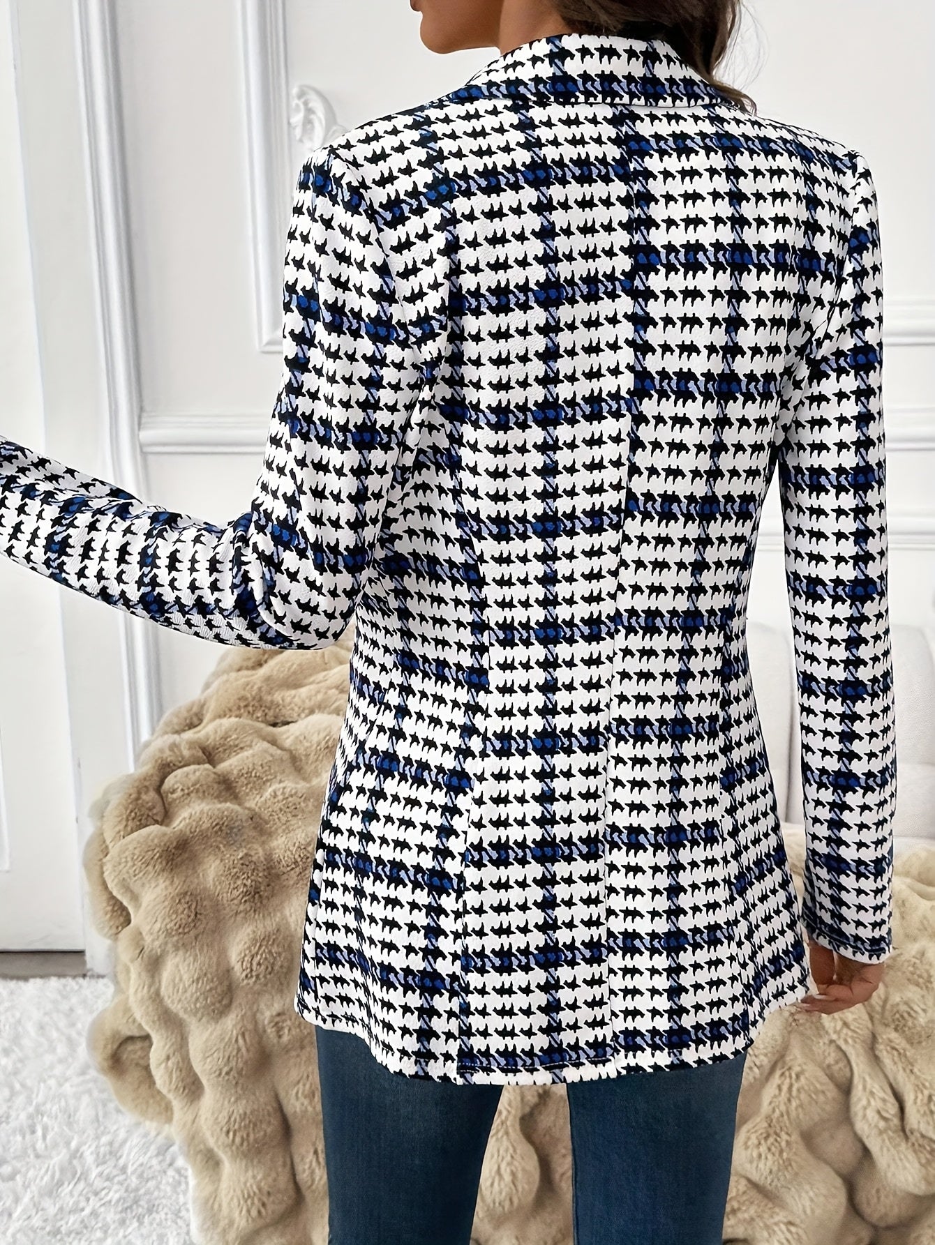 Blazer business elegante da donna con motivo pied-de-poule – Giacca elegante per ufficio e tempo libero