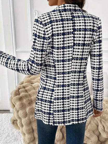 Blazer business elegante da donna con motivo pied-de-poule – Giacca elegante per ufficio e tempo libero