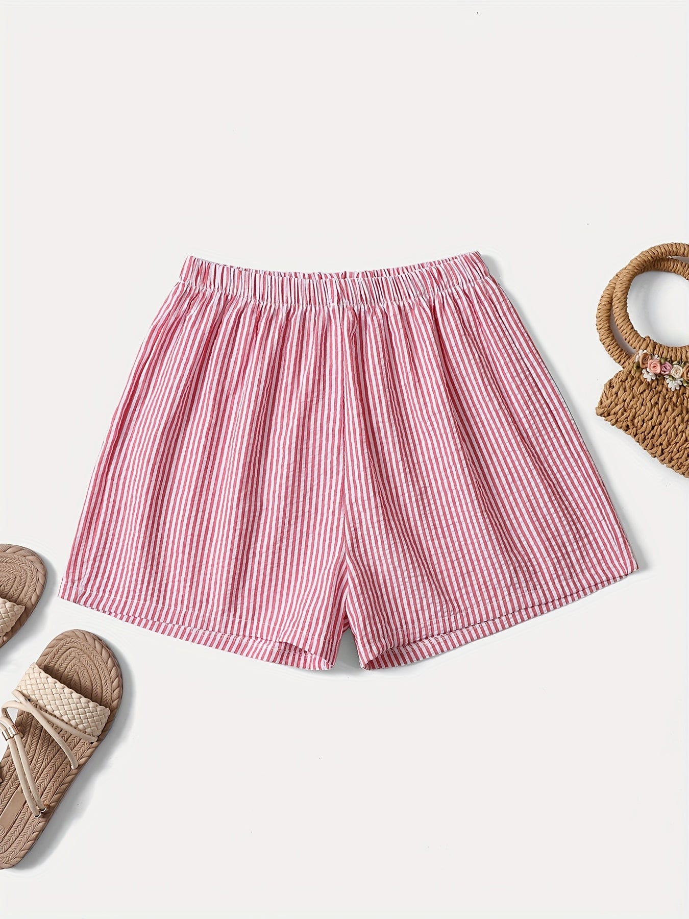 Damen Elegante High Waist Shorts mit Streifen – Sommer Freizeitmode