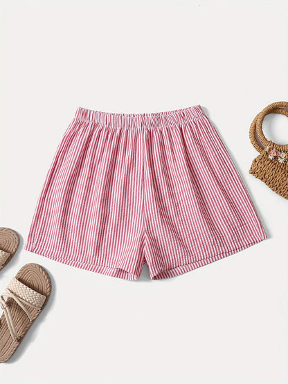 Damen Elegante High Waist Shorts mit Streifen – Sommer Freizeitmode