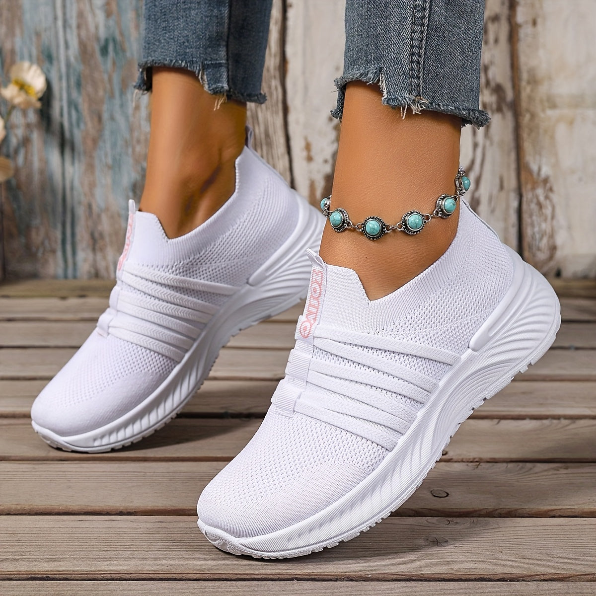 Sneaker Slip-On da donna con motivo a righe – Scarpe casual comode per tutti i giorni e viaggi