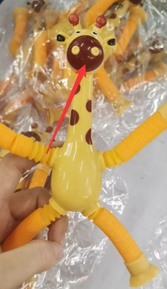Kinder cartoon giraffe fidget speelgoed – telescopische zuignap anti-stress speelfiguur – unisex, sensorisch leerspeelgoed