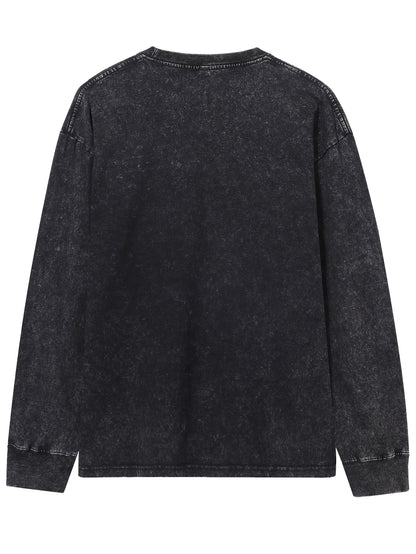 Sweatshirt Acid Washed Rundhalsausschnitt Langarm