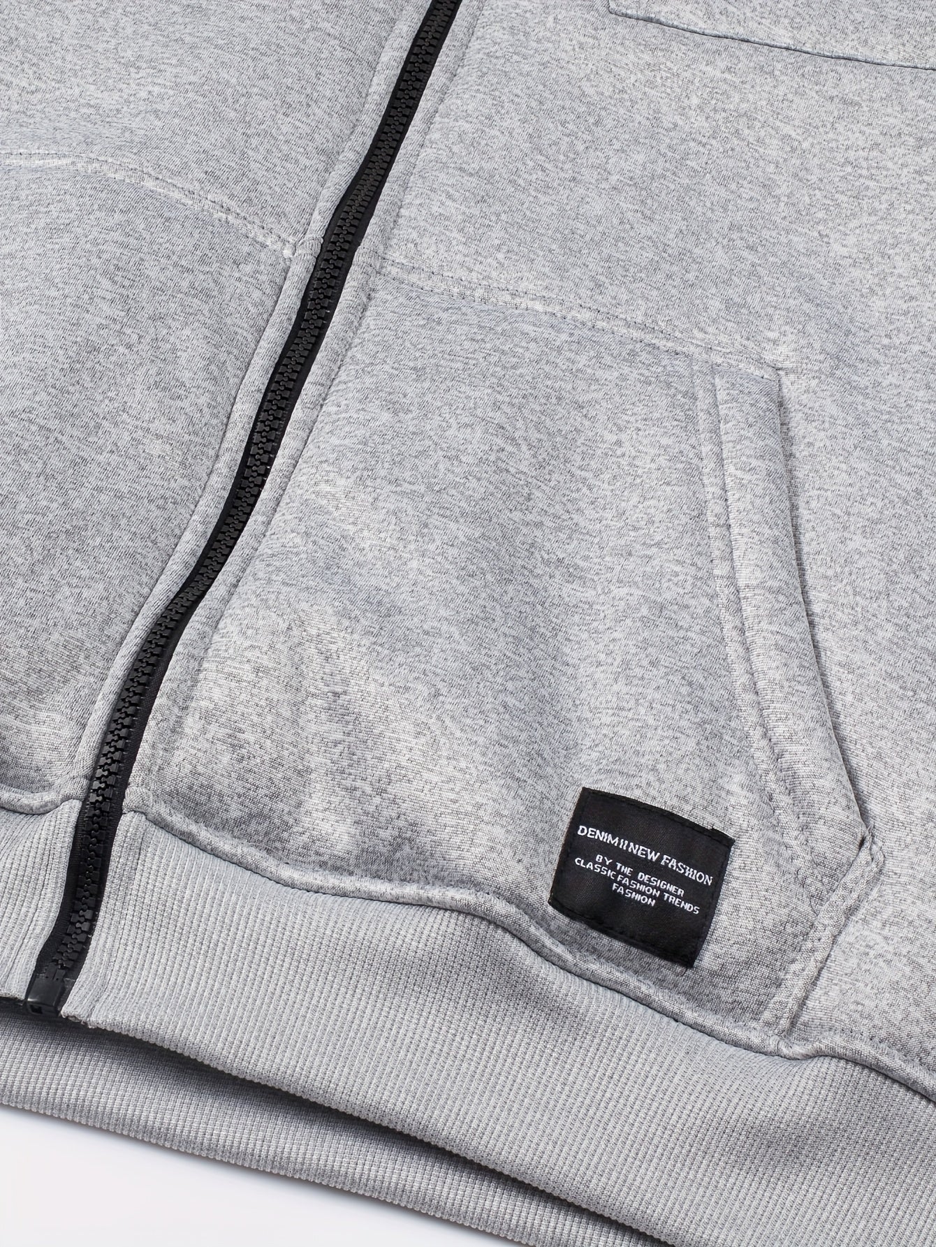Herren Kapuzenjacke mit Reißverschluss und Teddyfutter Grau