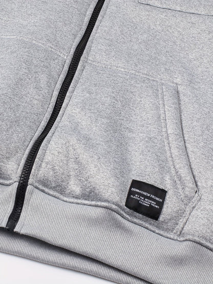 Herren Kapuzenjacke mit Reißverschluss und Teddyfutter Grau