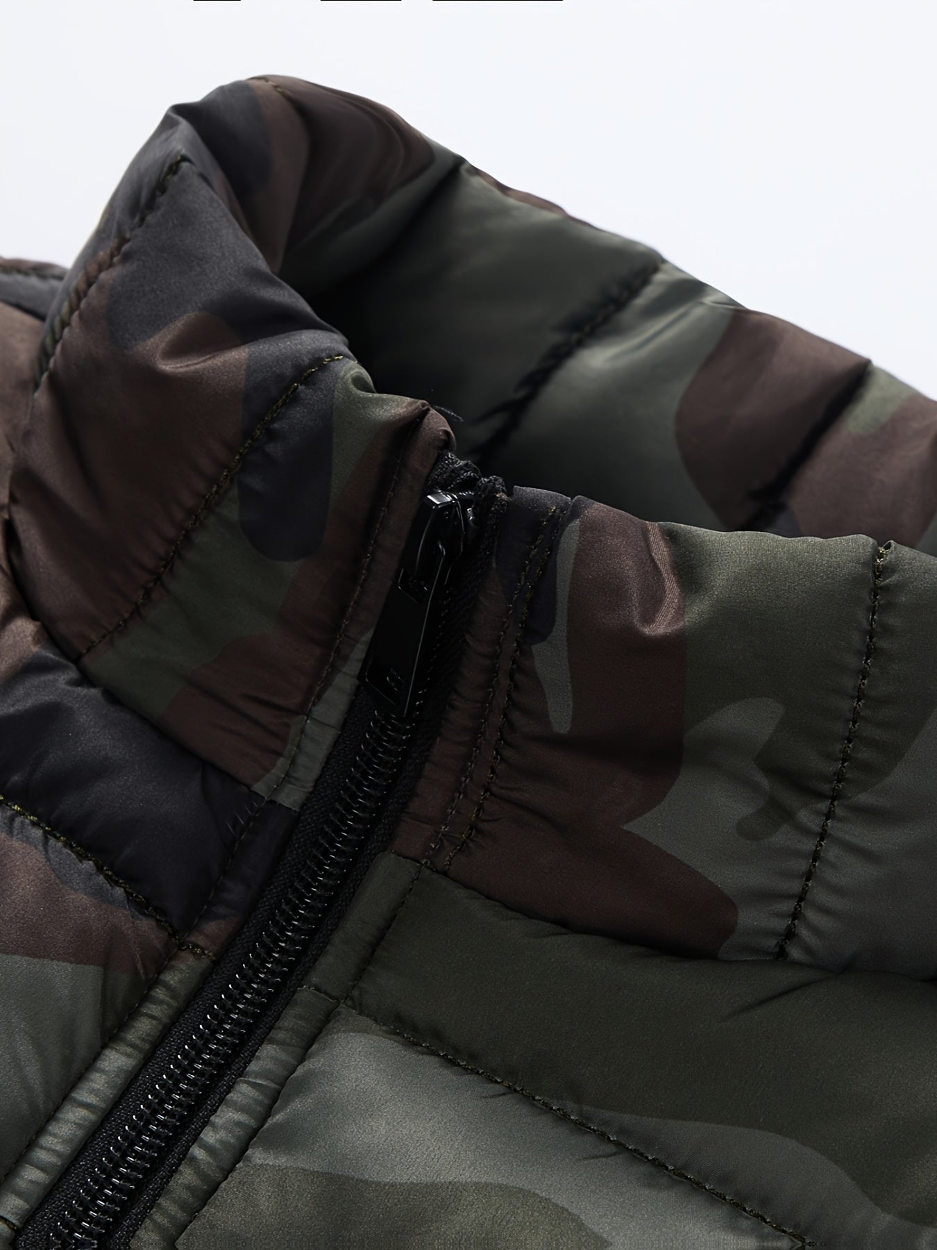 Herren Steppweste Camouflage Gemustert Stehkragen Reißverschluss