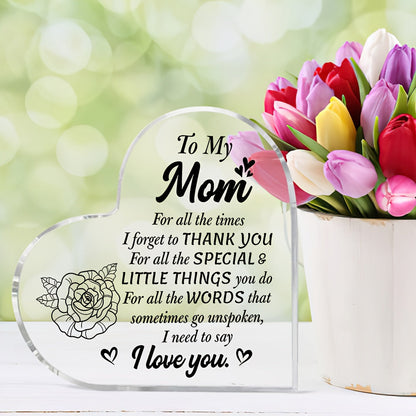 Plaque décorative en forme de cœur avec gravure pour mamans – Cadeau style vintage pour femmes – Expression de gratitude et d'amour – Présentoir de table pour la maison ou le bureau