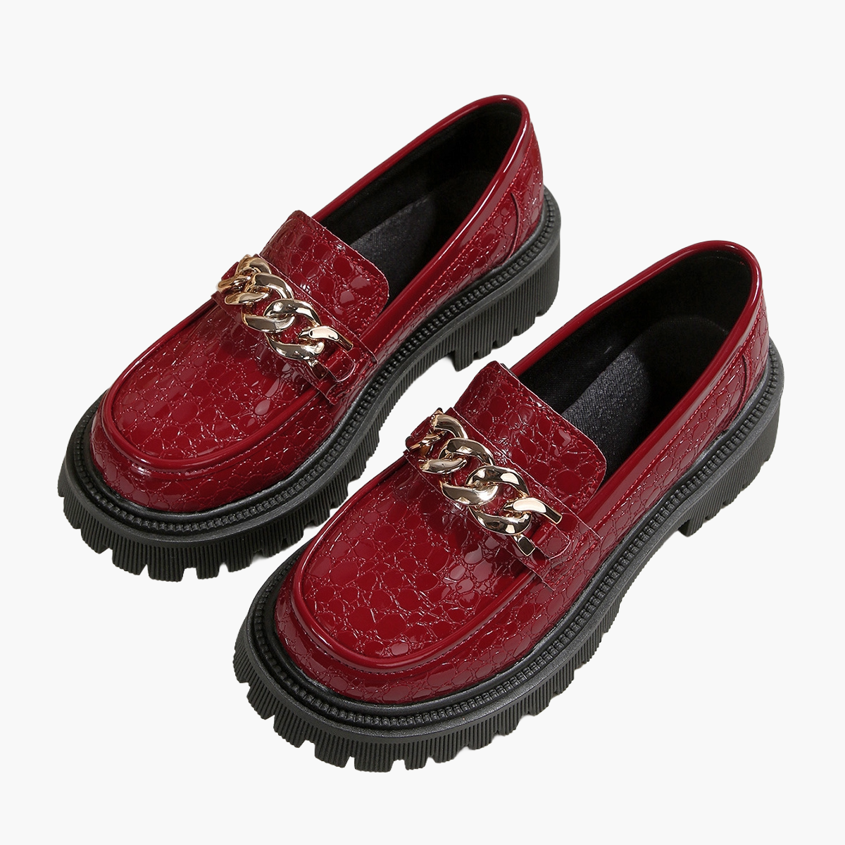 Mocassino chunky da donna con decorazione a catena – Scarpe slip-on alla moda per tutti i giorni e ufficio