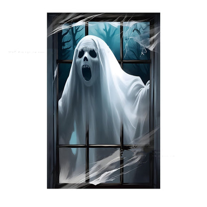 Halloweenowa dekoracja okienna – przerażająca figura zakonnicy do domu strachów i na imprezę