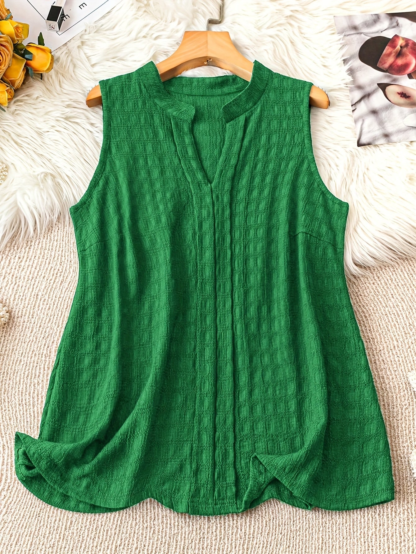Damen Ärmellose Tunika Bluse mit V-Ausschnitt – Eleganter Freizeit-Look für Alltag und Büro