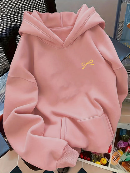 Sudadera con capucha extragrande para mujer, con bordado de lazo