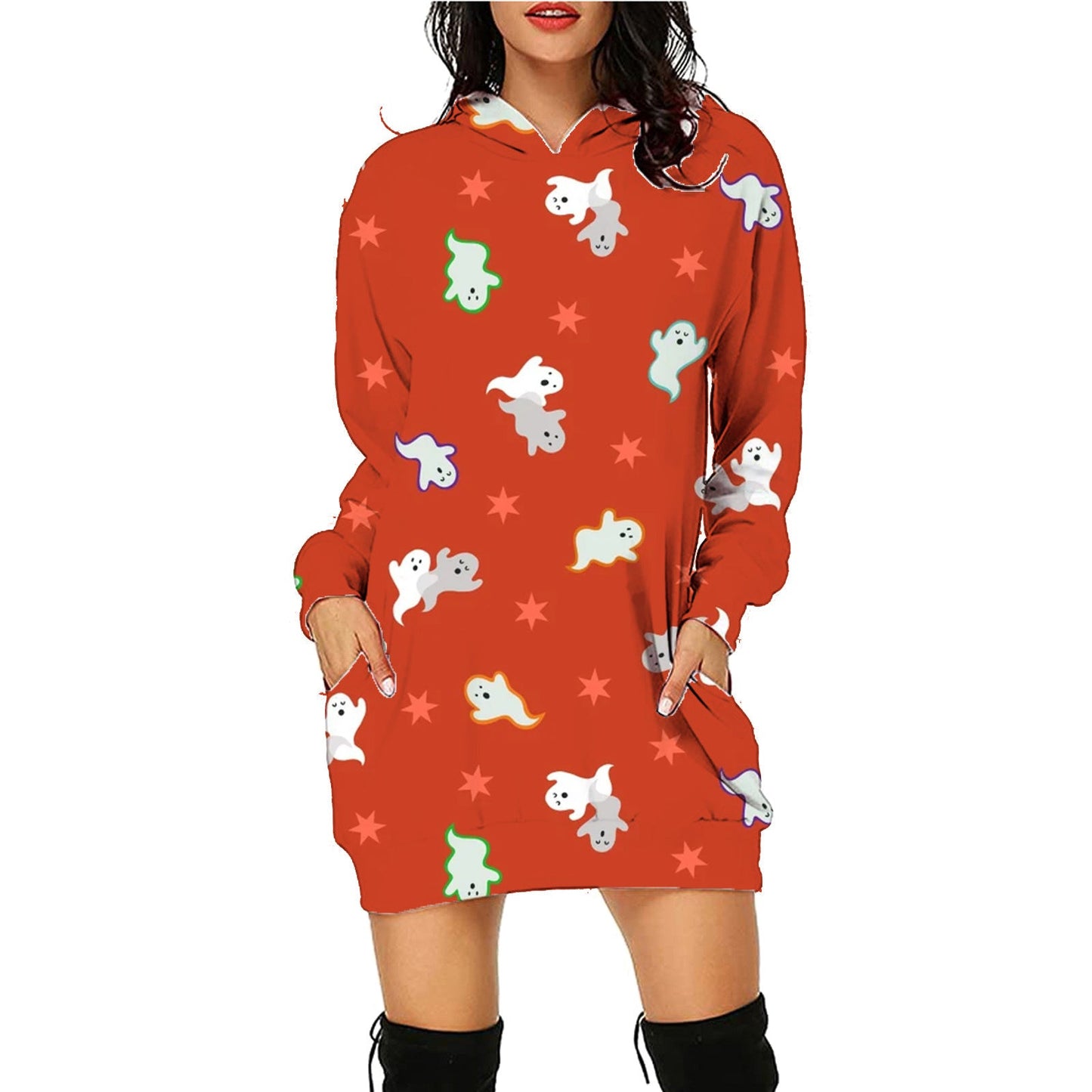 Dame Halloween Hoodie Kjole – Morsomt Kostyme for Halloweenfester og Skumle Anledninger