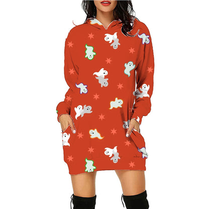 Dame Halloween Hoodie Kjole – Morsomt Kostyme for Halloweenfester og Skumle Anledninger