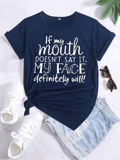 Dame statement T-skjorte med tekst og avslappede jeansshorts – Morsomt sommerantrekk, casual stil