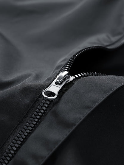 Schwarze Jacke mit Kapuze und rotem Drachen-Stickerei