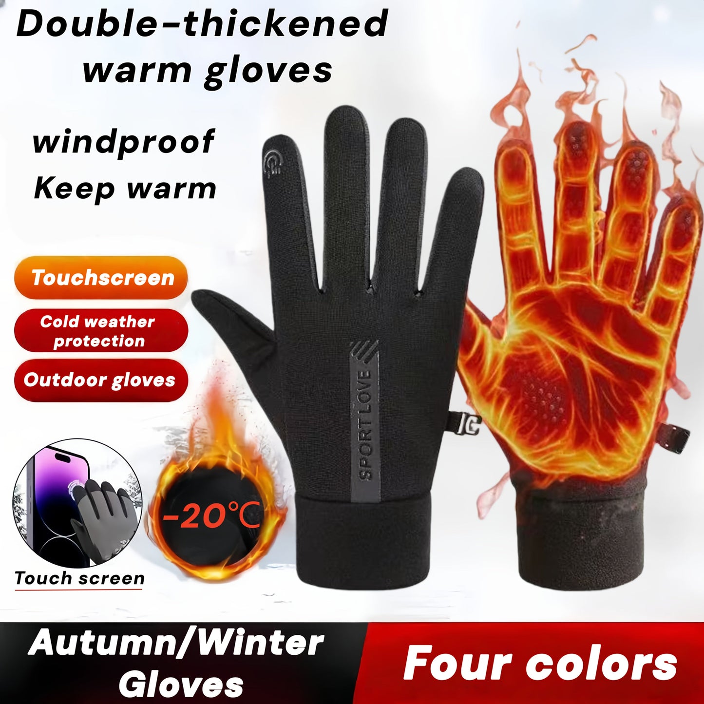 Winterhandschuhe Winddicht Warm Touchscreen-Funktion Outdoor-Sport