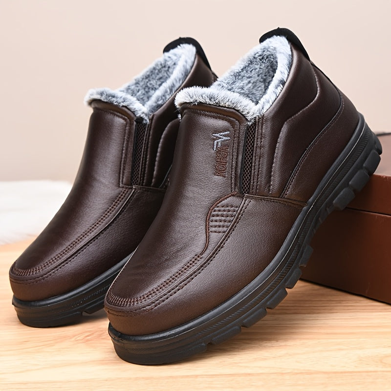 Herren Winter Slip-on Schuhe Braun gefüttert mit dicker Sohle